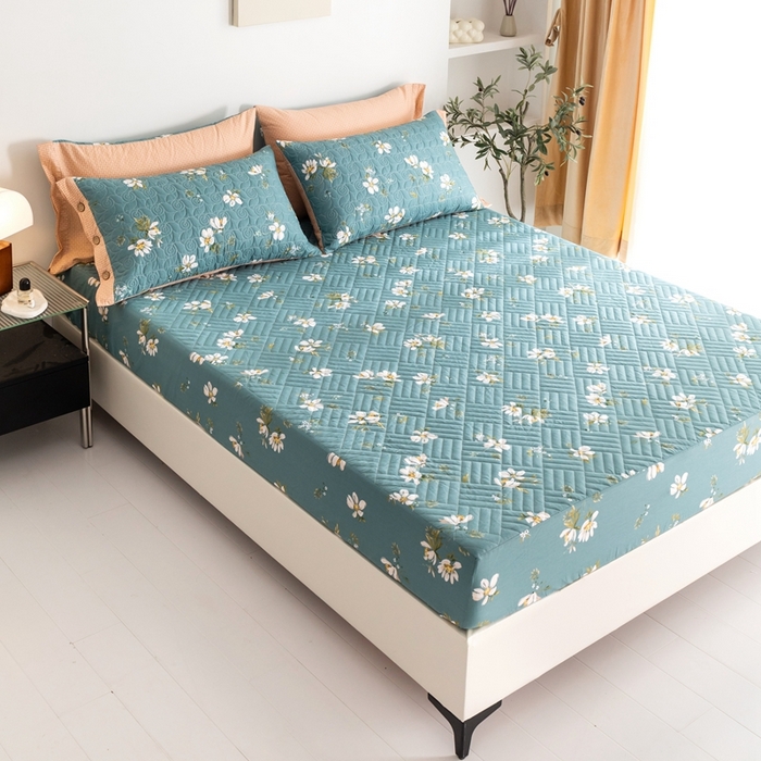 91家纺网 家纺一手货源 找家纺 优乐家纺 2023新款夹棉绗缝套件及单品系列-单床笠 仙草