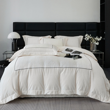 91家纺网 家纺一手货源 找家纺 （总） 2023 纯色工艺雕花婴儿绒婴肤牛奶绒暖绒加厚长绒獭兔绒四件套