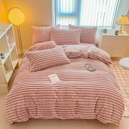 91家纺网 家纺一手货源 找家纺 （总）慕尚家纺 2025新款抽条兔毛四件套