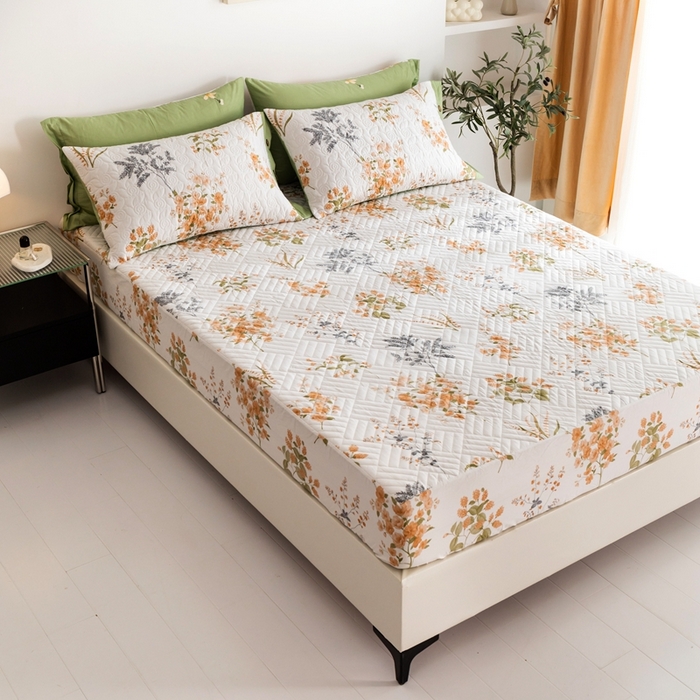 91家纺网 家纺一手货源 找家纺 优乐家纺 2023新款夹棉绗缝套件及单品系列-单床笠 如梦花季