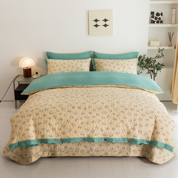 91家纺网 家纺一手货源 找家纺 优乐家纺 2023新款夹棉绗缝套件及单品系列-四件套  清风摇曳