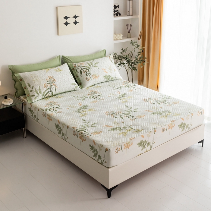 91家纺网 家纺一手货源 找家纺 优乐家纺 2023新款夹棉绗缝套件及单品系列-单床笠 沁香