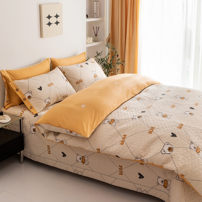 91家纺网 家纺一手货源 找家纺 优乐家纺 2023新款夹棉绗缝套件及单品系列-单被套 奇妙熊