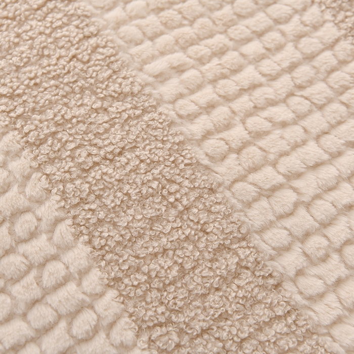 91家纺网 家纺一手货源 找家纺 2023新款无印风兔绒泰迪绒拼接款四件套 静逸-卡其