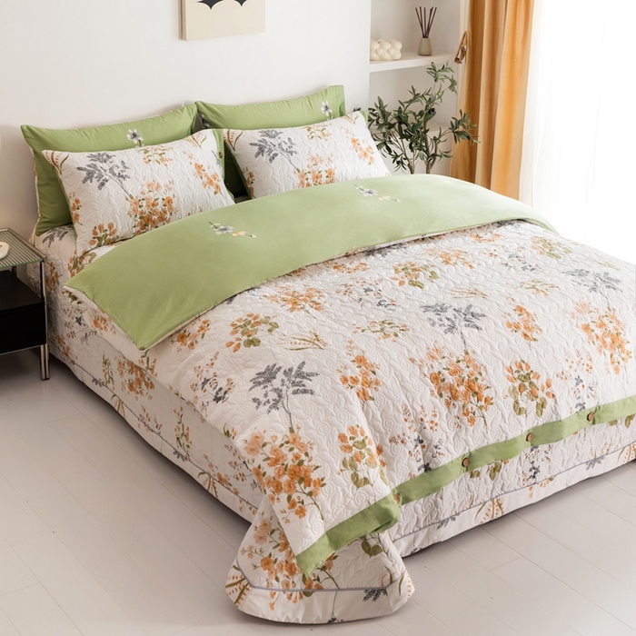 91家纺网 家纺一手货源 找家纺 优乐家纺 2023新款夹棉绗缝套件及单品系列-四件套  如梦花季