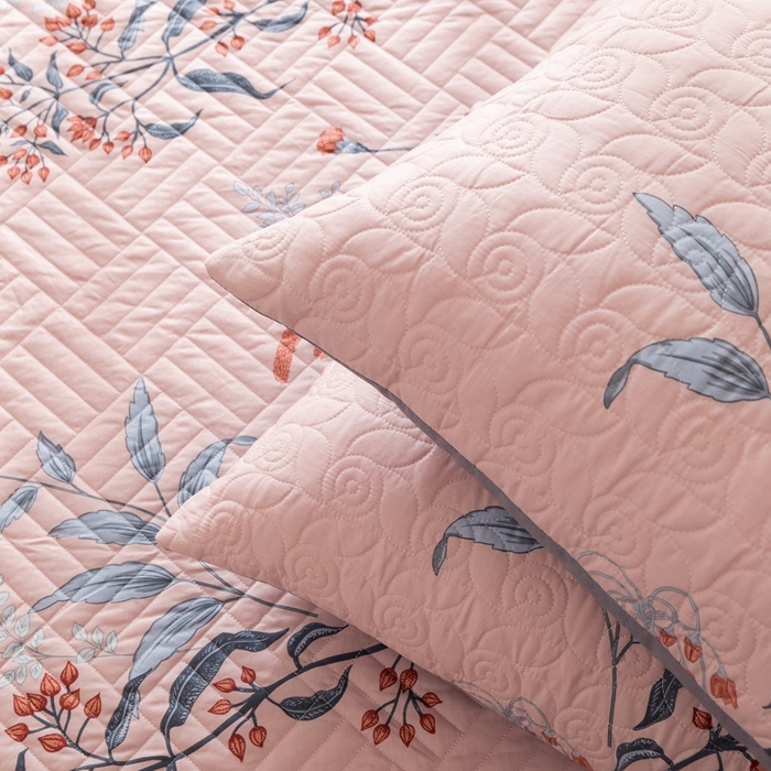 91家纺网 家纺一手货源 找家纺 优乐家纺 2023新款夹棉绗缝套件及单品系列-单枕套 晗蕊初开-粉