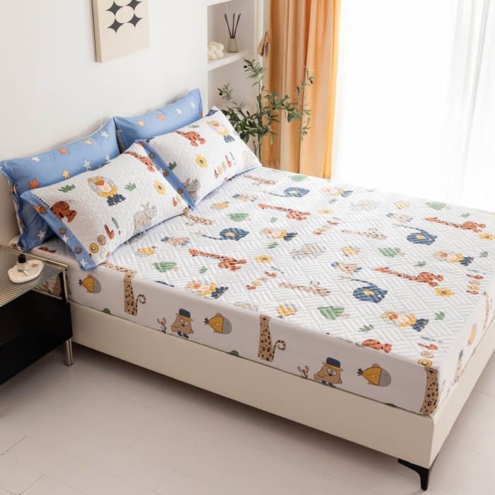 91家纺网 家纺一手货源 找家纺 优乐家纺 2023新款夹棉绗缝套件及单品系列-单床笠 狂欢乐园