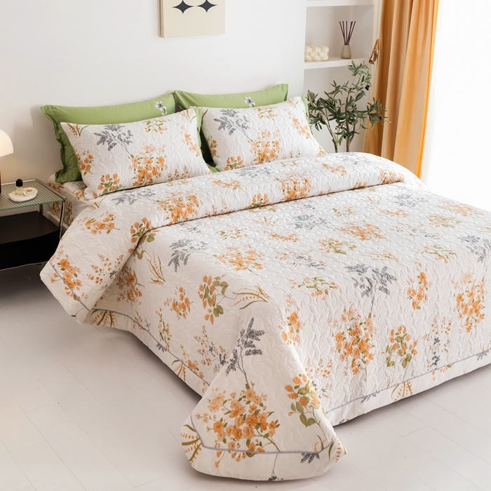 91家纺网 家纺一手货源 找家纺 优乐家纺 2023新款夹棉绗缝套件及单品系列-单床盖 如梦花季