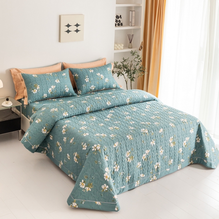 91家纺网 家纺一手货源 找家纺 优乐家纺 2023新款夹棉绗缝套件及单品系列-单床盖 仙草