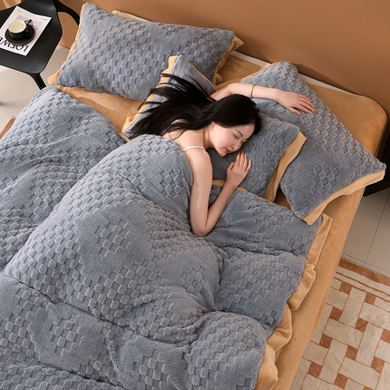 澳梵家居 2023新款轻奢款宽边塔芙绒四件套 卡曼-灰