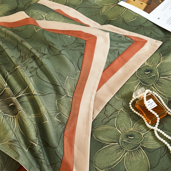 91家纺网 家纺一手货源 找家纺 2023新品天丝棉磨毛暖阳绒四件套 绽放 绿