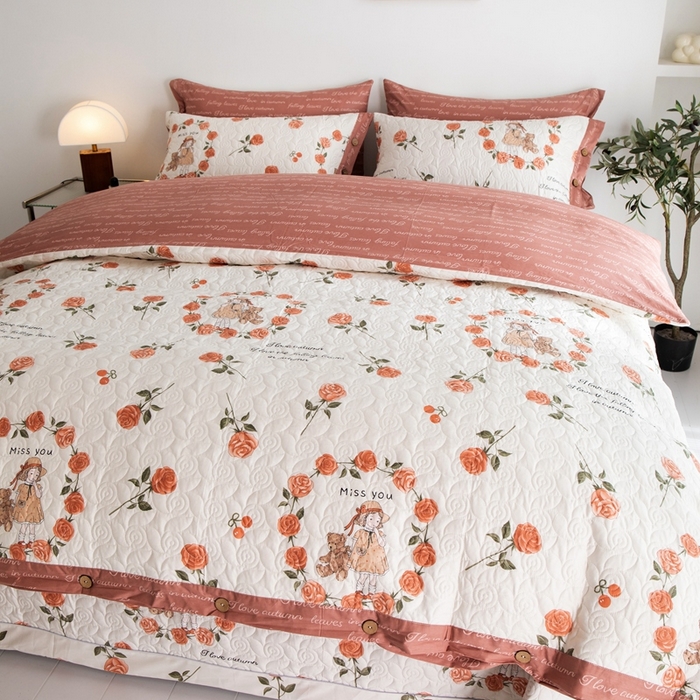 91家纺网 家纺一手货源 找家纺 优乐家纺 2023新款夹棉绗缝套件及单品系列-四件套  一世情缘