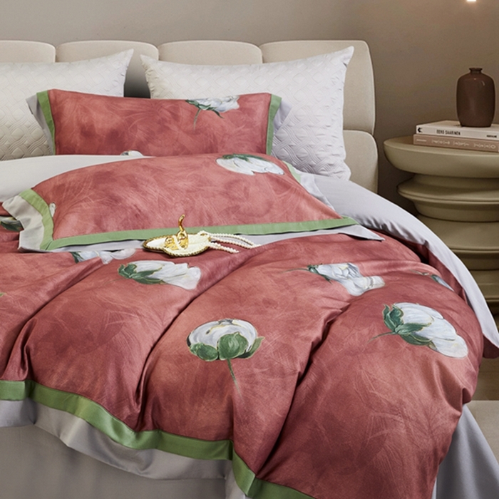 91家纺网 家纺一手货源 找家纺 2023新品天丝棉磨毛暖阳绒四件套 绚丽 红