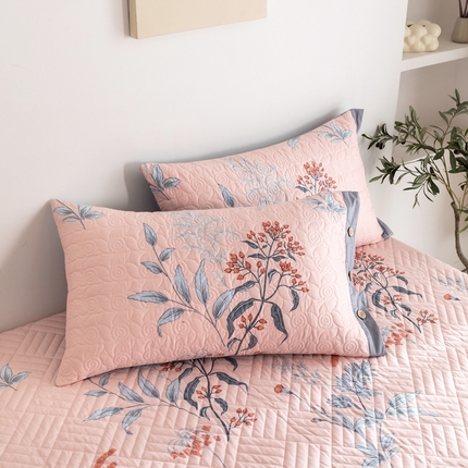 优乐家纺 2023新款夹棉绗缝套件及单品系列-单枕套 晗蕊初开-粉