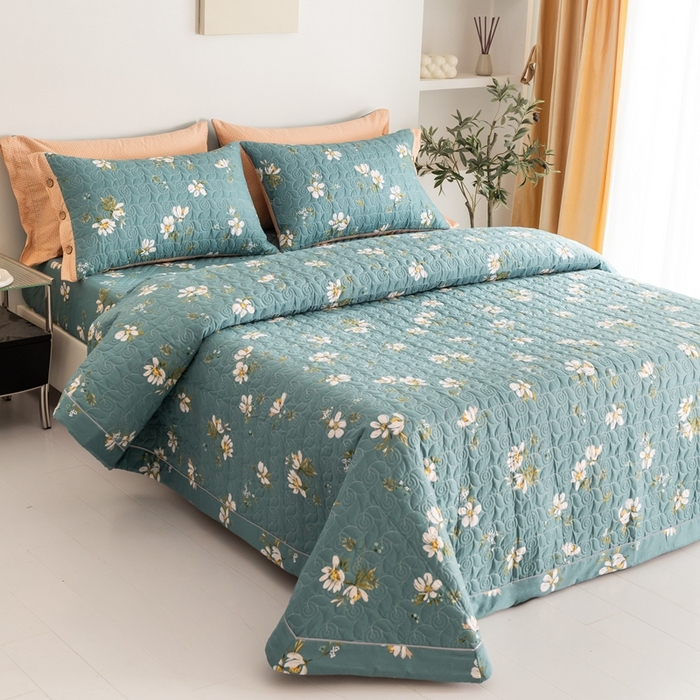 91家纺网 家纺一手货源 找家纺 优乐家纺 2023新款夹棉绗缝套件及单品系列-单床盖 仙草