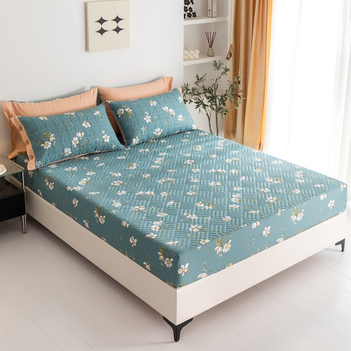 91家纺网 家纺一手货源 找家纺 优乐家纺 2023新款夹棉绗缝套件及单品系列-单床笠 仙草