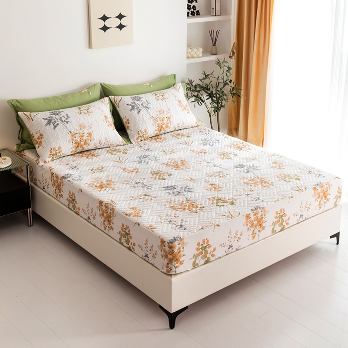 91家纺网 家纺一手货源 找家纺 优乐家纺 2023新款夹棉绗缝套件及单品系列-单床笠 如梦花季