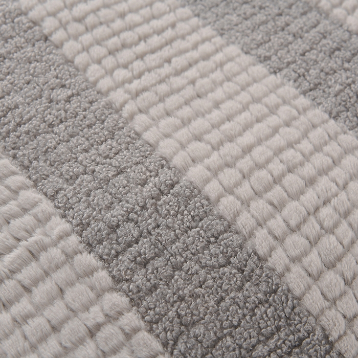 91家纺网 家纺一手货源 找家纺 2023新款无印风兔绒泰迪绒拼接款四件套 静逸-灰色