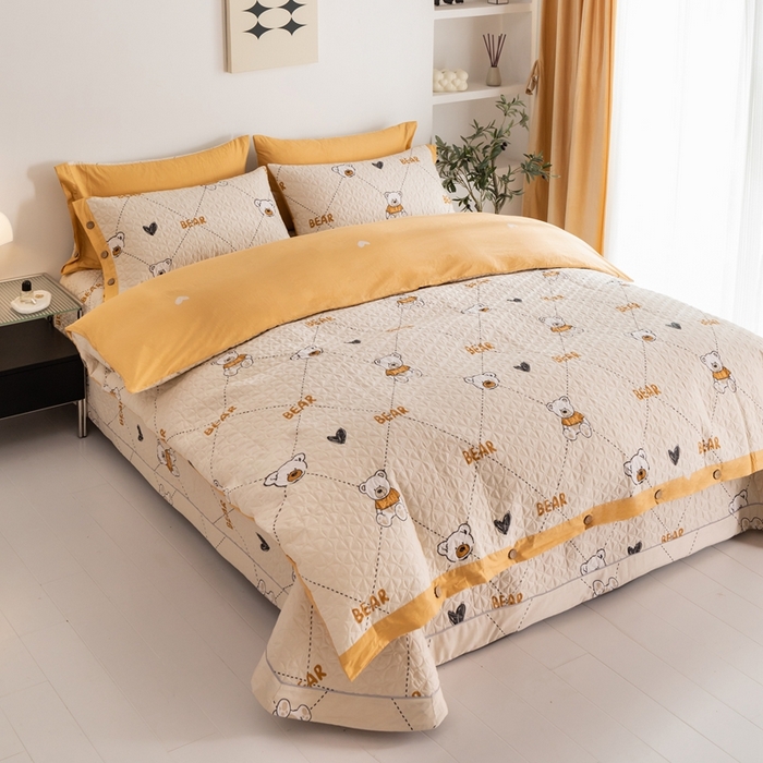 91家纺网 家纺一手货源 找家纺 优乐家纺 2023新款夹棉绗缝套件及单品系列-单被套 奇妙熊