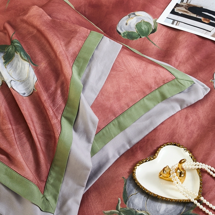 91家纺网 家纺一手货源 找家纺 2023新品天丝棉磨毛暖阳绒四件套 绚丽 红