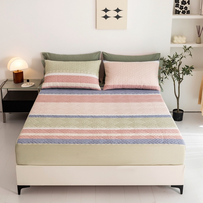 91家纺网 家纺一手货源 找家纺 优乐家纺 2023新款夹棉绗缝套件及单品系列-单床笠 莫卡