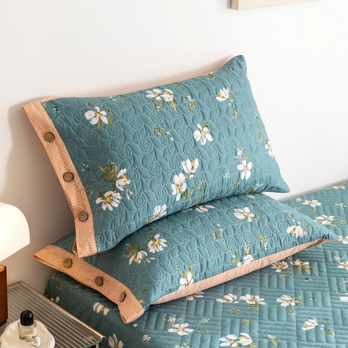 91家纺网 家纺一手货源 找家纺 优乐家纺 2023新款夹棉绗缝套件及单品系列-单枕套 仙草