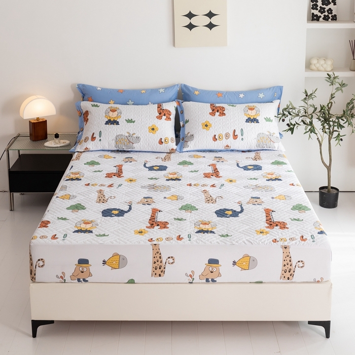 91家纺网 家纺一手货源 找家纺 优乐家纺 2023新款夹棉绗缝套件及单品系列-单床笠 狂欢乐园