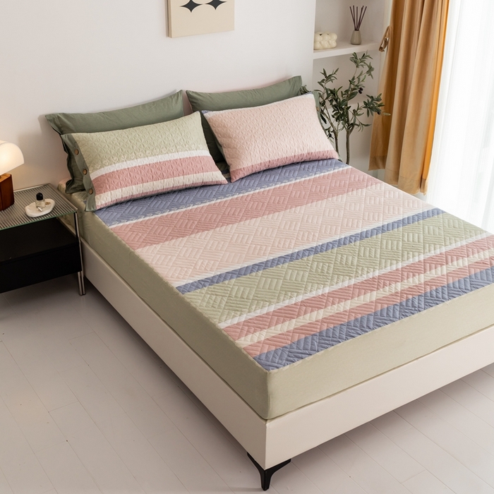 91家纺网 家纺一手货源 找家纺 优乐家纺 2023新款夹棉绗缝套件及单品系列-单床笠 莫卡