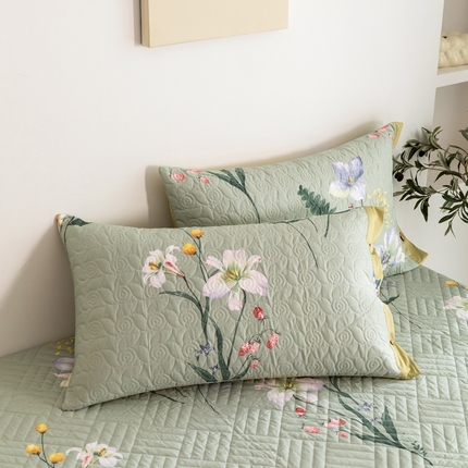 优乐家纺 2023新款夹棉绗缝套件及单品系列-单枕套 晗蕊初开-绿