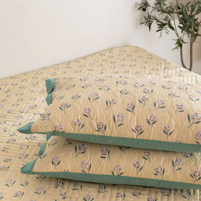 91家纺网 家纺一手货源 找家纺 优乐家纺 2023新款夹棉绗缝套件及单品系列-单枕套 清风摇曳