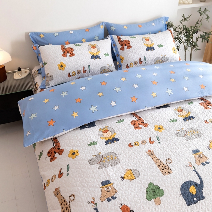 91家纺网 家纺一手货源 找家纺 优乐家纺 2023新款夹棉绗缝套件及单品系列-单被套 狂欢乐园