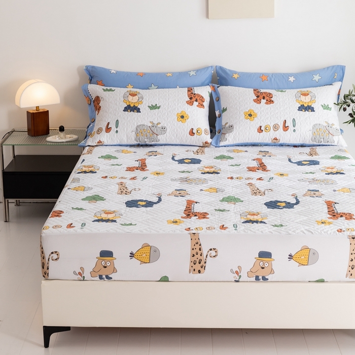 91家纺网 家纺一手货源 找家纺 优乐家纺 2023新款夹棉绗缝套件及单品系列-单床笠 狂欢乐园