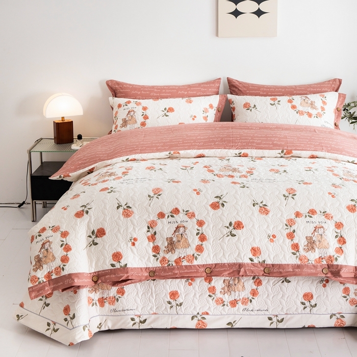 91家纺网 家纺一手货源 找家纺 优乐家纺 2023新款夹棉绗缝套件及单品系列-四件套  一世情缘