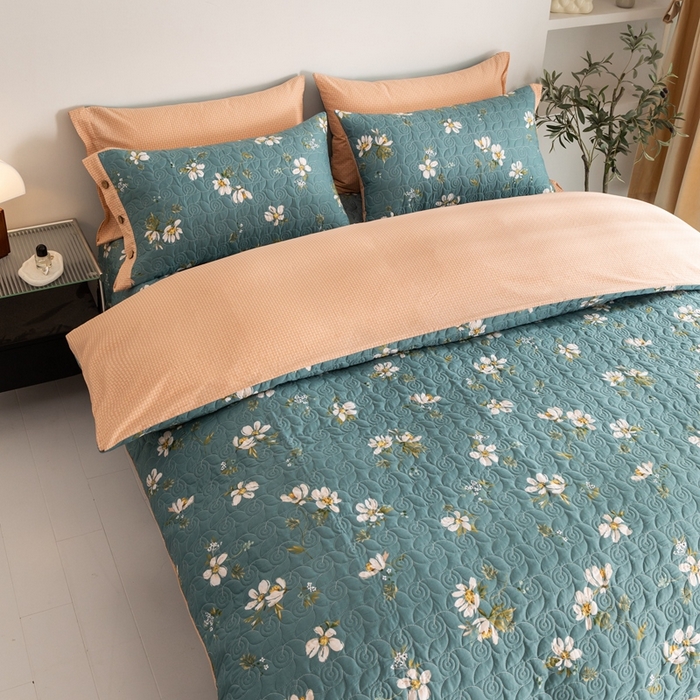 91家纺网 家纺一手货源 找家纺 优乐家纺 2023新款夹棉绗缝套件及单品系列-四件套  仙草