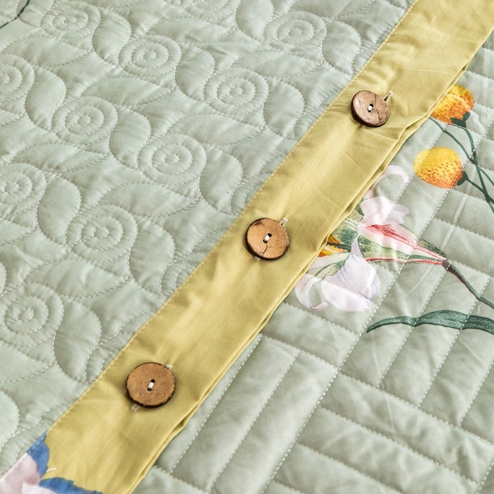 91家纺网 家纺一手货源 找家纺 优乐家纺 2023新款夹棉绗缝套件及单品系列-单被套 晗蕊初开-绿