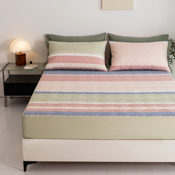 91家纺网 家纺一手货源 找家纺 优乐家纺 2023新款夹棉绗缝套件及单品系列-单床笠 莫卡