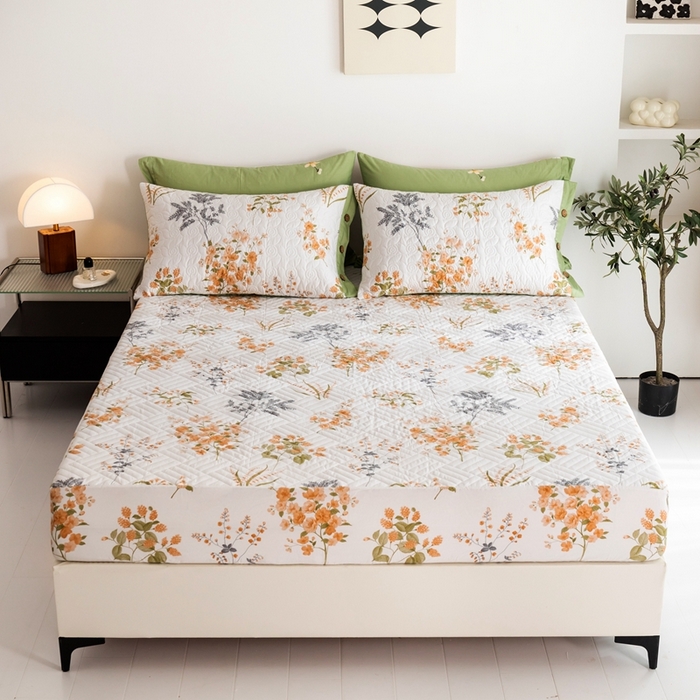 91家纺网 家纺一手货源 找家纺 优乐家纺 2023新款夹棉绗缝套件及单品系列-单床笠 如梦花季