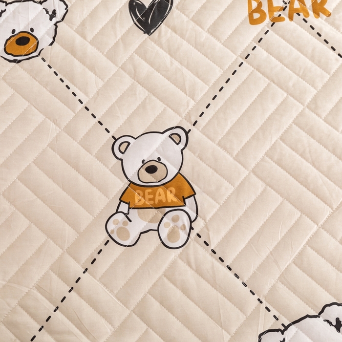 91家纺网 家纺一手货源 找家纺 优乐家纺 2023新款夹棉绗缝套件及单品系列-单床笠 奇妙熊