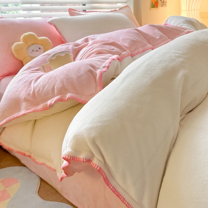 91家纺网 家纺一手货源 找家纺 （总）安哆啦 2024新款高克重牛奶绒混搭四件套