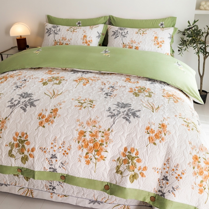 91家纺网 家纺一手货源 找家纺 优乐家纺 2023新款夹棉绗缝套件及单品系列-单被套 如梦花季