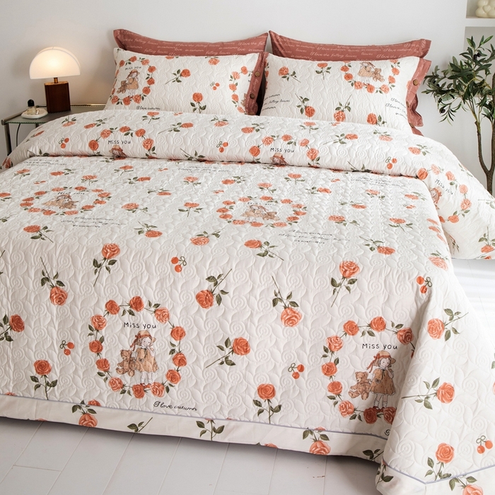 91家纺网 家纺一手货源 找家纺 优乐家纺 2023新款夹棉绗缝套件及单品系列-单床盖 一世情缘