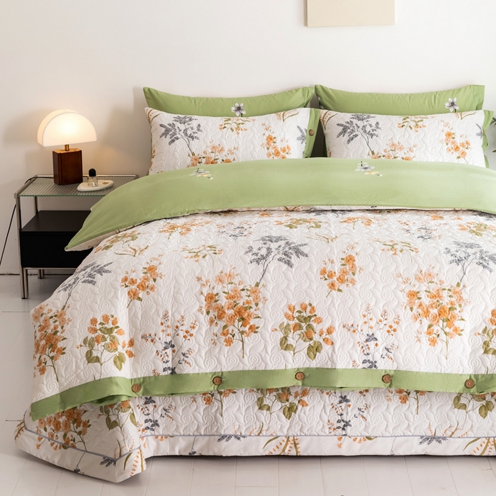 91家纺网 家纺一手货源 找家纺 优乐家纺 2023新款夹棉绗缝套件及单品系列-单被套 如梦花季