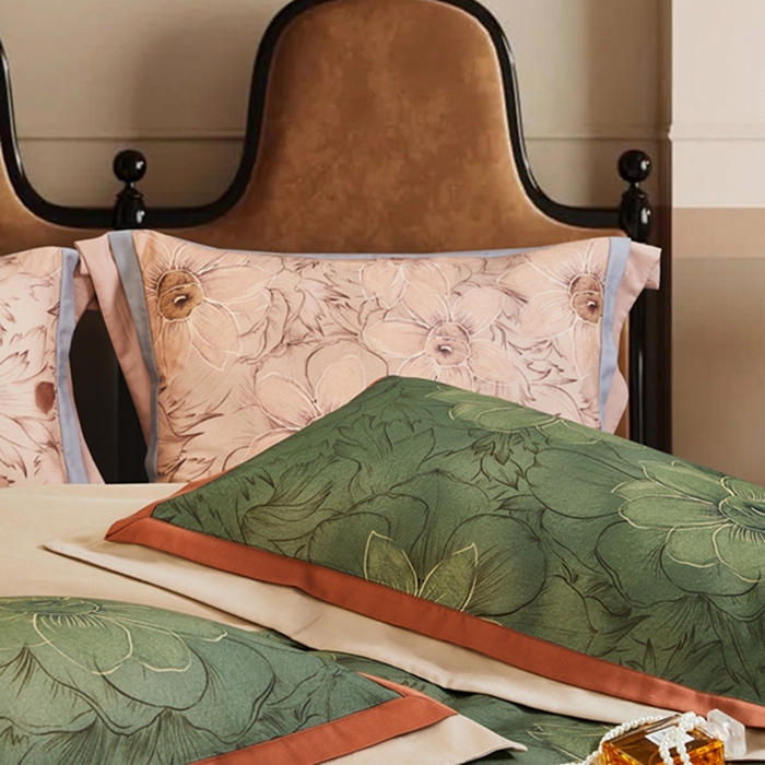 91家纺网 家纺一手货源 找家纺 2023新品天丝棉磨毛暖阳绒四件套 绽放 绿