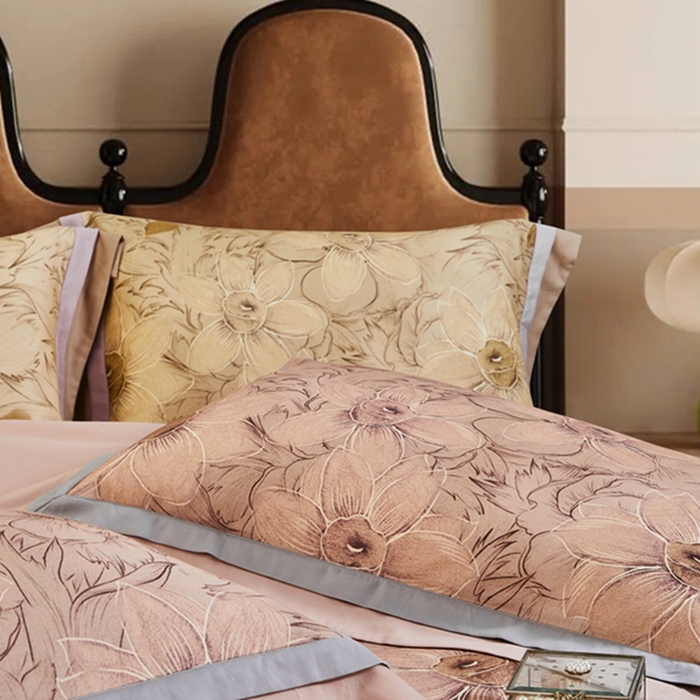 91家纺网 家纺一手货源 找家纺 2023新品天丝棉磨毛暖阳绒四件套 绽放 咖