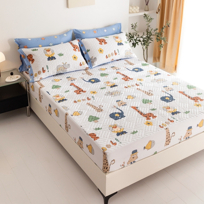 91家纺网 家纺一手货源 找家纺 优乐家纺 2023新款夹棉绗缝套件及单品系列-单床笠 狂欢乐园