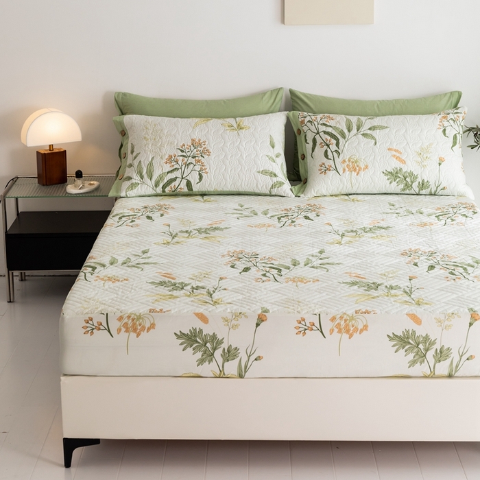 91家纺网 家纺一手货源 找家纺 优乐家纺 2023新款夹棉绗缝套件及单品系列-单床笠 沁香