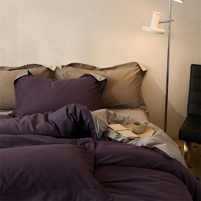 91家纺网 家纺一手货源 找家纺 涞澳家纺 2023新款50磨绒双拼 中紫灰