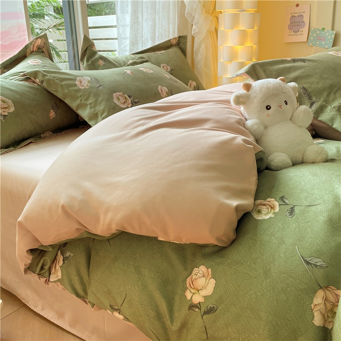 91家纺网 家纺一手货源 找家纺 古吉梦 2023新款A类有氧元气棉加厚磨毛四件套 玉瑶