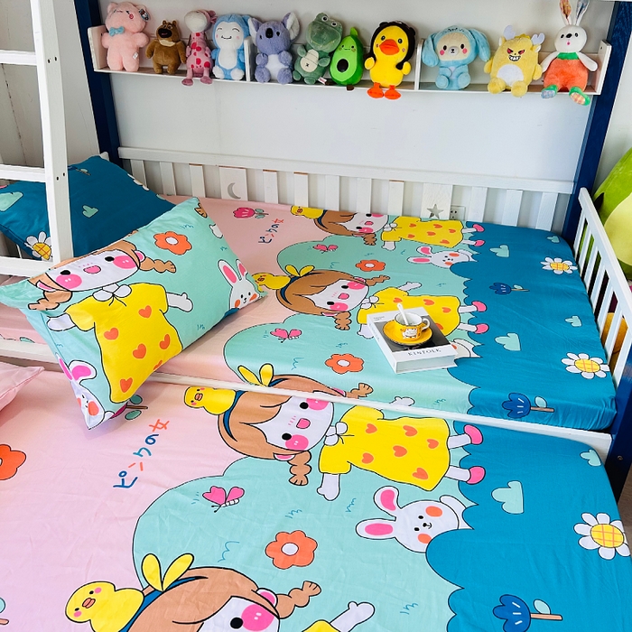 91家纺网 家纺一手货源 找家纺 小虾米 2023新款卡通系列全棉床笠（可定制）可爱女孩