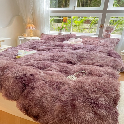 慕澄家纺 2023新款水貂绒被套盖毯两用毯子 彩虹-紫日